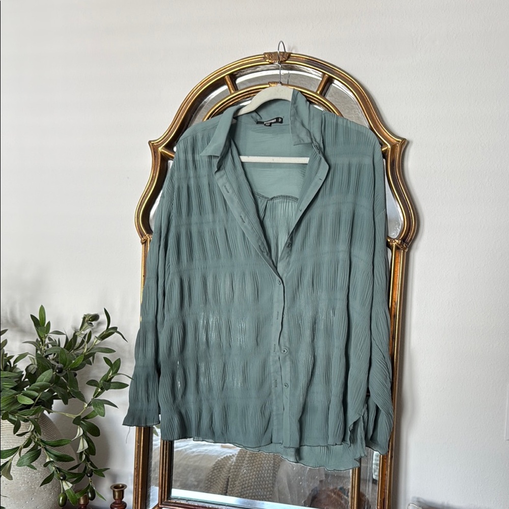 Missguided + Sage Button Down Shirt